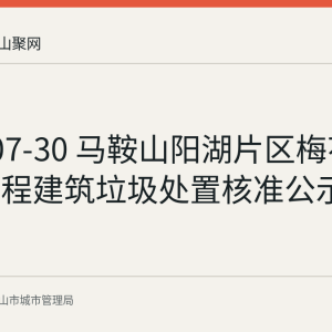 2026-07-30 马鞍山阳湖片区梅花路建设工程建筑垃圾处置核准公示