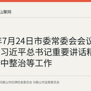 2026年7月24日市委常委会会议传达学习习近平总书记重要讲话精神 研究集中整治等工作