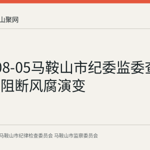 2026-08-05马鞍山市纪委监委查改治贯通阻断风腐演变