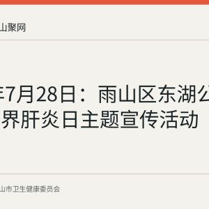2026年7月28日：雨山区东湖公园开展世界肝炎日主题宣传活动