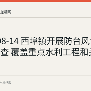 2026-08-14 西埠镇开展防台风专项督导检查 覆盖重点水利工程和关键点位