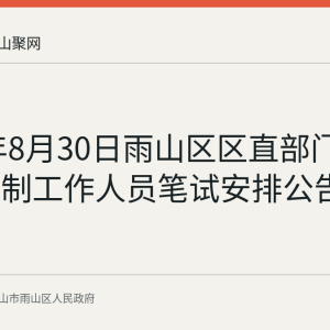 2026年8月30日雨山区区直部门招聘派遣制工作人员笔试安排公告
