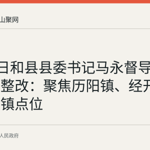 8月12日和县县委书记马永督导环保问题整改：聚焦历阳镇、经开区、西埠镇点位