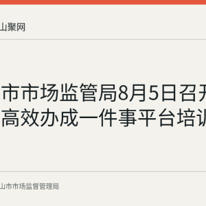 马鞍山市市场监管局8月5日召开知识产权高效办成一件事平台培训会议