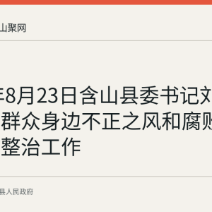 2026年8月23日含山县委书记刘志远调研群众身边不正之风和腐败问题集中整治工作