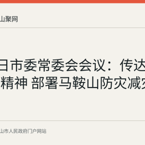 8月21日市委常委会会议：传达学习重要精神 部署马鞍山防灾减灾救灾工作