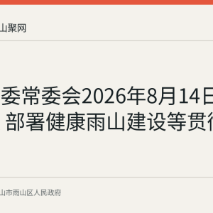 雨山区委常委会2026年8月14日召开会议 部署健康雨山建设等贯彻措施