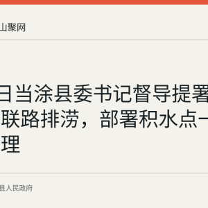 8月15日当涂县委书记督导提署东路、东联路排涝，部署积水点一点一策治理