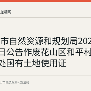 马鞍山市自然资源和规划局2026年8月18日公告作废花山区和平村10-412一处国有土地使用证
