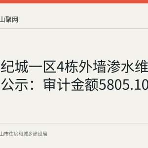绿地世纪城一区4栋外墙渗水维修资金使用公示：审计金额5805.10元列支24户