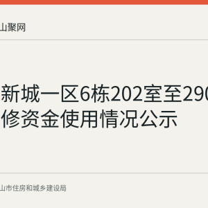 金湖湾新城一区6栋202室至2902室物业维修资金使用情况公示