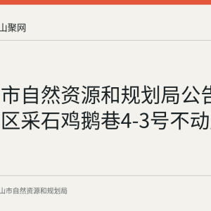 马鞍山市自然资源和规划局公告作废雨山区采石鸡鹅巷4-3号不动产权证书