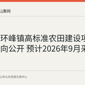 含山县环峰镇高标准农田建设项目采购意向公开 预计2026年9月采购