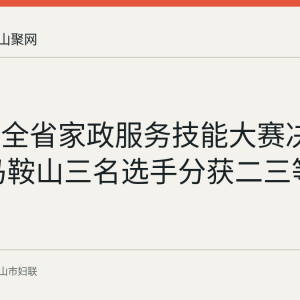 第五届全省家政服务技能大赛决赛落幕 马鞍山三名选手分获二三等奖