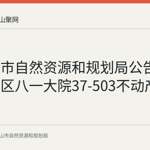 马鞍山市自然资源和规划局公告作废雨山区八一大院37-503不动产权证书