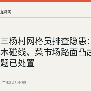 博望镇三杨村网格员排查隐患：横山路树木碰线、菜市场路面凸起等五处问题已处置