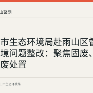 马鞍山市生态环境局赴雨山区督导生态环境问题整改：聚焦固废、水质与危废处置