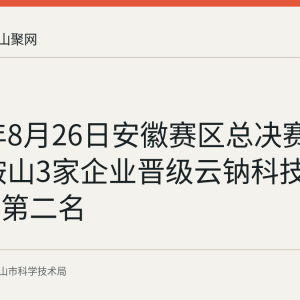 2026年8月26日安徽赛区总决赛落幕 马鞍山3家企业晋级云钠科技获初创组第二名