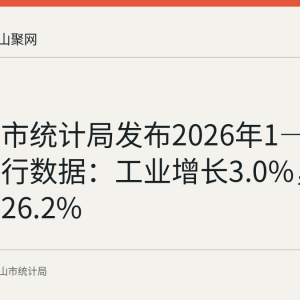 马鞍山市统计局发布2026年1—7月经济运行数据：工业增长3.0%，投资下降26.2%