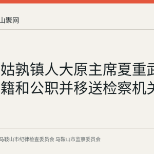 当涂县姑孰镇人大原主席夏重武被开除党籍和公职并移送检察机关