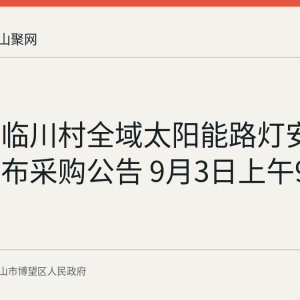 博望区临川村全域太阳能路灯安装项目发布采购公告 9月3日上午9时截止