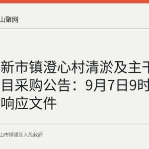 博望区新市镇澄心村清淤及主干道亮化项目采购公告：9月7日9时截止提交响应文件
