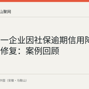 马鞍山一企业因社保逾期信用降级后完成修复：案例回顾