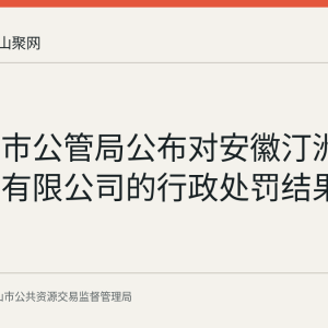 马鞍山市公管局公布对安徽汀洲建设工程有限公司的行政处罚结果