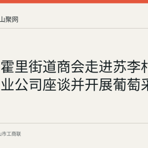 花山区霍里街道商会走进苏李村秋之畔农业公司座谈并开展葡萄采摘联谊