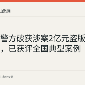 马鞍山警方破获涉案2亿元盗版影视网站案，已获评全国典型案例