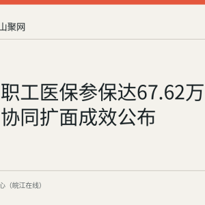 马鞍山职工医保参保达67.62万人，跨部门协同扩面成效公布
