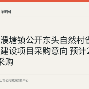 花山区濮塘镇公开东头自然村省级中心村建设项目采购意向 预计2026年9月采购