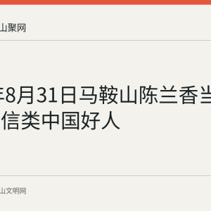 2026年8月31日马鞍山陈兰香当选诚实守信类中国好人