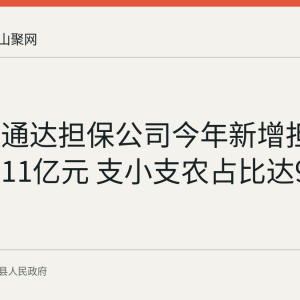 含山县通达担保公司今年新增担保投放超11亿元 支小支农占比达99%