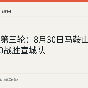 徽青赛第三轮：8月30日马鞍山队主场3:0战胜宣城队