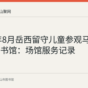 2022年8月岳西留守儿童参观马鞍山市图书馆：场馆服务记录