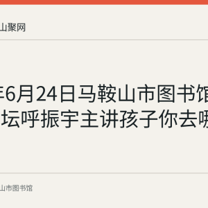 2017年6月24日马鞍山市图书馆周末大讲坛呼振宇主讲孩子你去哪里