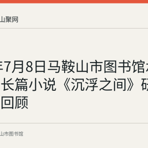 2017年7月8日马鞍山市图书馆承办王建平长篇小说《沉浮之间》研讨会史料回顾