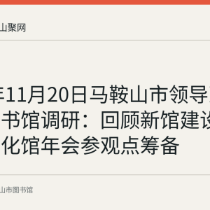 2017年11月20日马鞍山市领导到当涂县图书馆调研：回顾新馆建设与中国文化馆年会参观点筹备