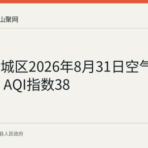 当涂县城区2026年8月31日空气质量为优 AQI指数38