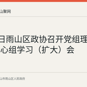 8月31日雨山区政协召开党组理论学习中心组学习（扩大）会