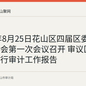 2026年8月25日花山区四届区委审计委员会第一次会议召开 审议区级预算执行审计工作报告