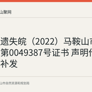 张桂琴遗失皖（2022）马鞍山市不动产权第0049387号证书 声明作废并申请补发