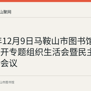 2019年12月9日马鞍山市图书馆党支部召开专题组织生活会暨民主评议党员会议