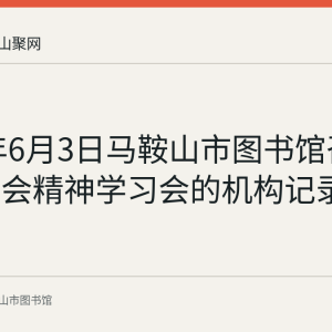 2020年6月3日马鞍山市图书馆召开全国两会精神学习会的机构记录