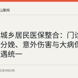 马鞍山城乡居民医保整合：门诊、住院、分娩、意外伤害与大病保险五项待遇统一