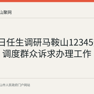 8月31日任生调研马鞍山12345热线等平台 调度群众诉求办理工作