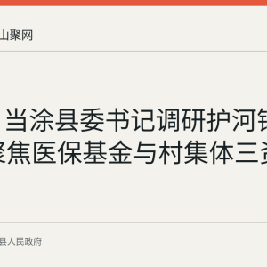 9月1日当涂县委书记调研护河镇姑孰镇 聚焦医保基金与村集体三资管理整治