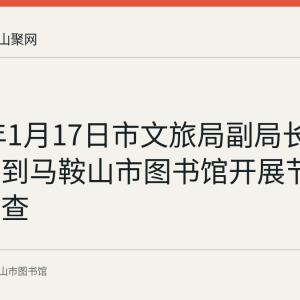 2023年1月17日市文旅局副局长张卿一行到马鞍山市图书馆开展节前安全检查