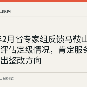 2023年2月省专家组反馈马鞍山市图书馆评估定级情况，肯定服务效能并指出整改方向